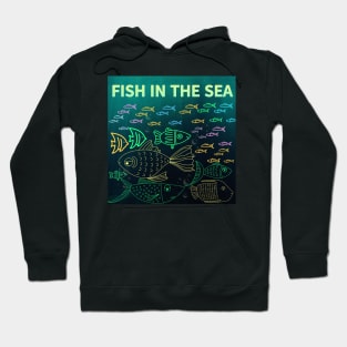 under the sea,blue sea,sea creatures,Turtle, puffer fish, starfish, shrimp, shark, tropical fish, sea horse, seaweed, sardines, squid, crabs, clams Hoodie